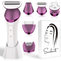 Sansbeauté® 6-in-1 rasage femme - visage - aisselles - jambes - maillot - rasoir femme - épilateur - épilateur femme - tondeuse femme - tondeuse bikini - rechargeable par USB