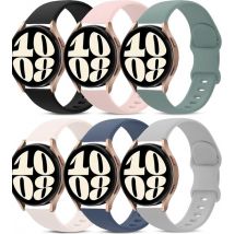 Podec Smartwatch Multicolore Lot de 6 - Bracelet silicone 20mm - Bracelet montre pour Samsung Galaxy Watch Active / Active2 40 & 44mm / Galaxy Watch 3 41mm / Galaxy Watch 42mm / Galaxy Watch 4 & 4 Classic / Watch 5 / 5 Pro / Watch 6 / 6 Classic