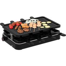 Inventum GR803B - Set gourmet - Raclette - 8 personnes - Plaque de gril - 8 poêlons - Sans PFAS - Thermostat réglable - 1200 watts - Noir