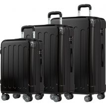 TRVLMORE Set de valises - 3 pièces - 45L bagage à main + 75L et 115L bagage spacieux - TSA Lock - Léger - Set de valises de voyage - Noir