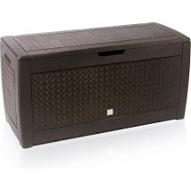 Caisse de stockage 310L Résistant aux UV Résistant aux intempéries Roues Caisse de jardin en osier Marron