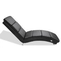Chaise longue Casaria London en cuir artificiel noir 186 x 55 x 89cm