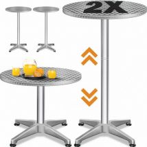 Casaria 2x Round Bartable - Hauteur réglable 70/115cm - Aluminium
