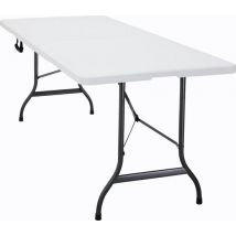 Table de jardin pliable Casaria - avec poignée de transport 220x70 cm - Blanc