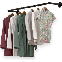 Noswo Wall Clothes Rack - Tringle à vêtements en acier de haute qualité - Tringle à vêtements - Tringle à penderie - 112 x 23.6 CM - Noir