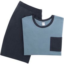 Milanoro - Pyjama d'été en coton pour homme - Bleu - XL