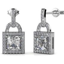Yolora Boucles d'oreilles Femme Fermoir - Cristaux de Kalpa Camaka - Argent - Plaqué Or Blanc 18K - Boucles d'oreilles Femme Argent - Bijoux - Coffret Luxe - Boîte Cadeau - Bel Emballage Cadeau - Cadeau Fête des Mères