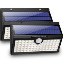 Auronic Lampe solaire d'extérieur avec détecteur de mouvement - Lampe solaire de jardin - Lampe murale - 78 LED - IP65 - 2 pièces - noir