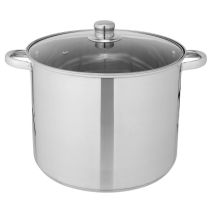 Infinity Goods Faitout - Couvercle en verre - 16.5L - 30 CM - Induction Gaz Céramique - Lavable au lave-vaisselle - acier inoxydable