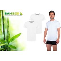 Bambou - T Shirt Homme - Col rond - 2 pièces - Blanc - XXL - Bambou - Maillot de corps Homme - Très long - T-shirt Anti-Sueur Homme