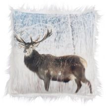 Collection In The Mood Coussin décoratif Chevreuil - L45 x B45 cm - Polyester - Blanc