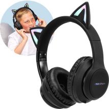 imoshion Kids Headphones with Cat Ears - Écouteurs Bluetooth pour enfants - Écouteurs sans fil - Noirs
