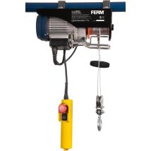 FERM - LHM1011 - Palan électrique à câble - Palan - 500W - Capacité de levage - 250kg - avec poulie - 6m de câble - et - 125kg - max - 12m de haut - Câble acier anti-torsion - Télécommande - sur câble - avec : - Poulie - 2 supports de suspension