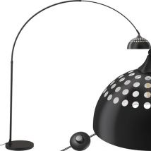 tectake® Lampe arc sur pied salon - Lampe de salle à manger rétro vintage - Suspension, idéale pour la table à manger et le salon - Lampe arc - noir