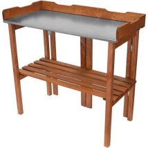 Garten Table à plantes avec feuille de zinc - Tablette en bois - Pliable - 94 x 43 x 86 cm