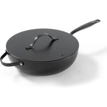 BE Living Essential Poêle wok avec couvercle - Ø 30 cm - Céramique - Sans PFAS - Induction - Noir
