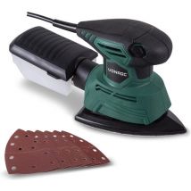 VONROC Multi ponceuse - Ponceuse à palettes - 130W - Avec bac de récupération des poussières et 6 pièces de papier de verre