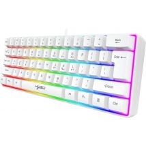 Clavier gaming - HxSJ - Clavier membrane - 61 touches - TKL - Qwerty - Blanc
