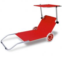 Casaria Chaise longue mobile en aluminium rouge cr√©te avec 2 roues