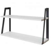 Etagère murale suspendue 2 niveaux LifeGoods - 41cm Industriel - Bois - Noir/Blanc