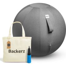 Backerz® Sitting Ball Office and Home 65 CM - Luxury Yoga Ball - Sitting Ball with Sleeve - Ergonomic Office Chair Ball - Linen Dark Grey
