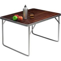 Casaria Table de camping en aluminium aspect bois 80x60x70cm pliable