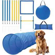 Agility For The Dog - 16 Piece - Agility Set - Dog Tunnel - Horde - Slalom Poles - Dog Training & Agility Set - Agility Devices - Toys