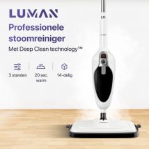 LUMAN 12 en 1 Nettoyeur à vapeur et sèche-mains - Nettoyeur de tapis - Nettoyeur de taches - Avec 10 accessoires et 3 chiffons en microfibres - Nettoie le sol, le canapé, la salle de bain et le tapis - Blanc