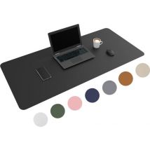 WURK Tapis de bureau professionnel en cuir synthétique - Organisateur de bureau - Accessoires de bureau - Tapis de souris XXL - Avec clip de câble - 120x60 - Noir