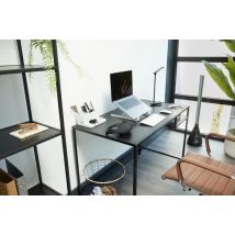 Lifa Living - Bureau industriel - Noir - Métal - MDF - avec base - Design épuré - 114 x 60 x 76 cm