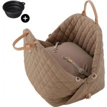 By Cee Cee Carry Bag Dog - Sac de voyage de luxe Siège de voiture Chien et Panier à chien en 1 - Marron avec Cognac - Sac pour chien adapté au petit chien