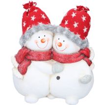 Cadeaux de Noël Statue Couple de Bonhommes de Neige - Statue 31CM - Décorations de Noël pour l'intérieur et l'extérieur