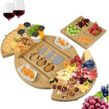 MM Brands Borrelplank - Tapasplank met Kaasmesjes - Serveerplank - Bamboe - 33 x 33 cm