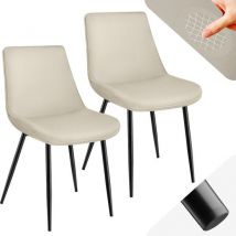 tectake® chaises de salle à manger set of 2 - chaises rembourrées en velours avec dossier - chaise de salon ergonomique avec assise rembourrée en velours - chaise de cuisine confortable - pieds en métal noir - crème