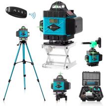 Vesto® 4D Cross Line Laser - Laser de chantier autonivelant avec 4-16 lignes - Rotation 360° - Trépied réglable inclus - Plage de mesure de 50m - Mallette de transport incluse - Laser de chantier professionnel pour les travaux de construction et de bricol