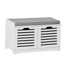 Vente SoBuy FSR23-K-W Modern Shoe Bench Shoe Box With Seat Cushion 2 Baskets White Approx.
