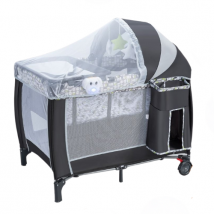 Coast - Lit pliant pour bébé avec berceau et parc - jouets et musique inclus - 125 cm x 65 cm x 116 cm - Bleu et noir