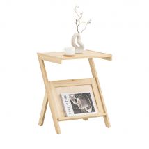 SoBuy Table d'appoint FBT122-N - Avec porte-revues - 45 x 36 x 56 cm - Couleur bois clair