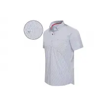Cappuccino Airy Men's Short Sleeve Shirt White with Light Blue Stripes - Size S