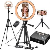 Studio ME Ring Lamp with Tripod 10 inch - Black - Ring Light - 30 Light modes - Incl. Remote Control & Mini Tripod - Ringlight - Ring Lamps