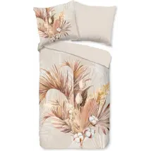 Housse de couette - Good Morning - "bouquet sec" - Sand - (155x220 cm) - Flanelle de coton