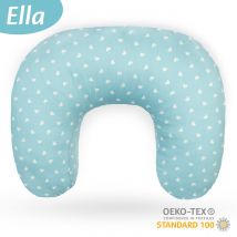 Ella Coussin d'allaitement - Coussin de grossesse - Coussin en soie - Bleu avec des cœurs