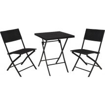 Ensemble de mobilier de jardin - Pro Garden - 3 pièces - pliable - Noir
