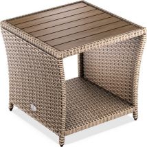Table d'appoint Casaria - Polyrattan Square 45x45x40cm - Crème