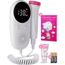 Gatson Doppler Plus - Comprend le livre électronique, le gel Doppler et les piles - Doppler bébé - Moniteur cardiaque pour bébé - Cadeau de naissance - Grossesse