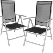 tectake® - 2x chaise de jardin en aluminium - Chaise haute - Dossier réglable - argent- 401631