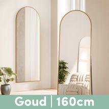 Nolt Pass Mirror - Miroir sur pied - Miroir mural suspendu - Miroir de maquillage - 160 x 60 cm - Or