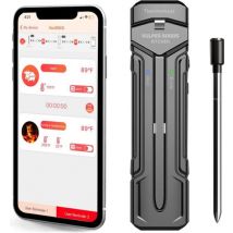 Vulpes Goods® Kitchen Meat Thermometer Wireless with App - 5-in-1 BBQ Thermometer - Oven Thermometer and Cooking Thermometer - Core Thermometer - 80m Range - 1 Probe - Stainless Steel - Water Resistant