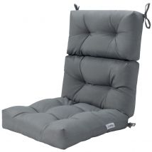 Coast Garden Chair Cushion High Back - 120x50 cm - Grey - Thick Sponge - Breathable Polyester
