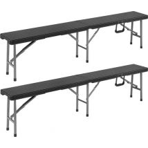 Banc de jardin pliable Casaria - 2 pièces avec poignée de transport -180 cm Noir
